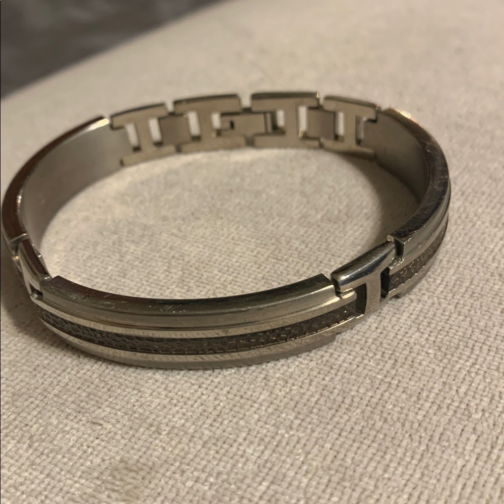 Edward Mirell Men’s Titanium Silver and Brown Bracelet